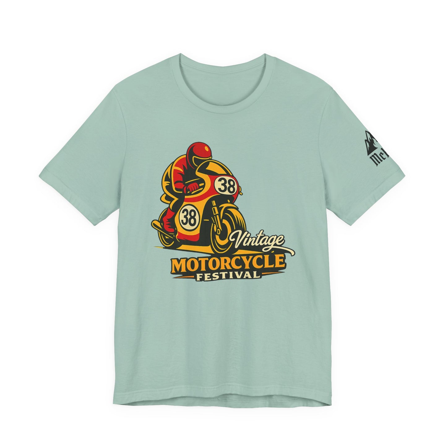 Motorcycle Racer Tee — Vintage Racing Graphic T-Shirt ("38")