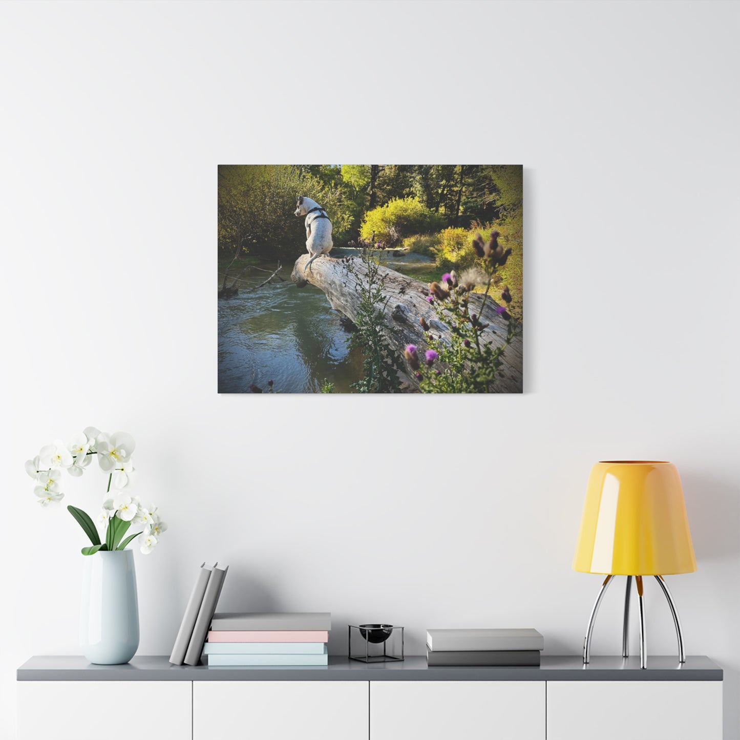 Scenic River Dog - Manxy - Canvas Print — Matte Stretched Wall Art