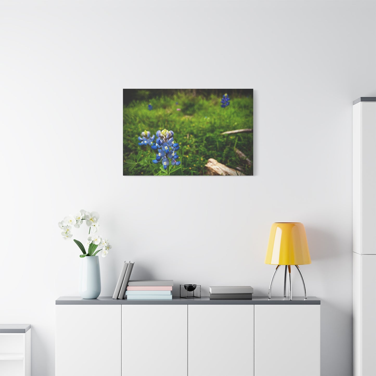 Bluebonnet Field Canvas Wall Art — Matte Stretched Floral Print